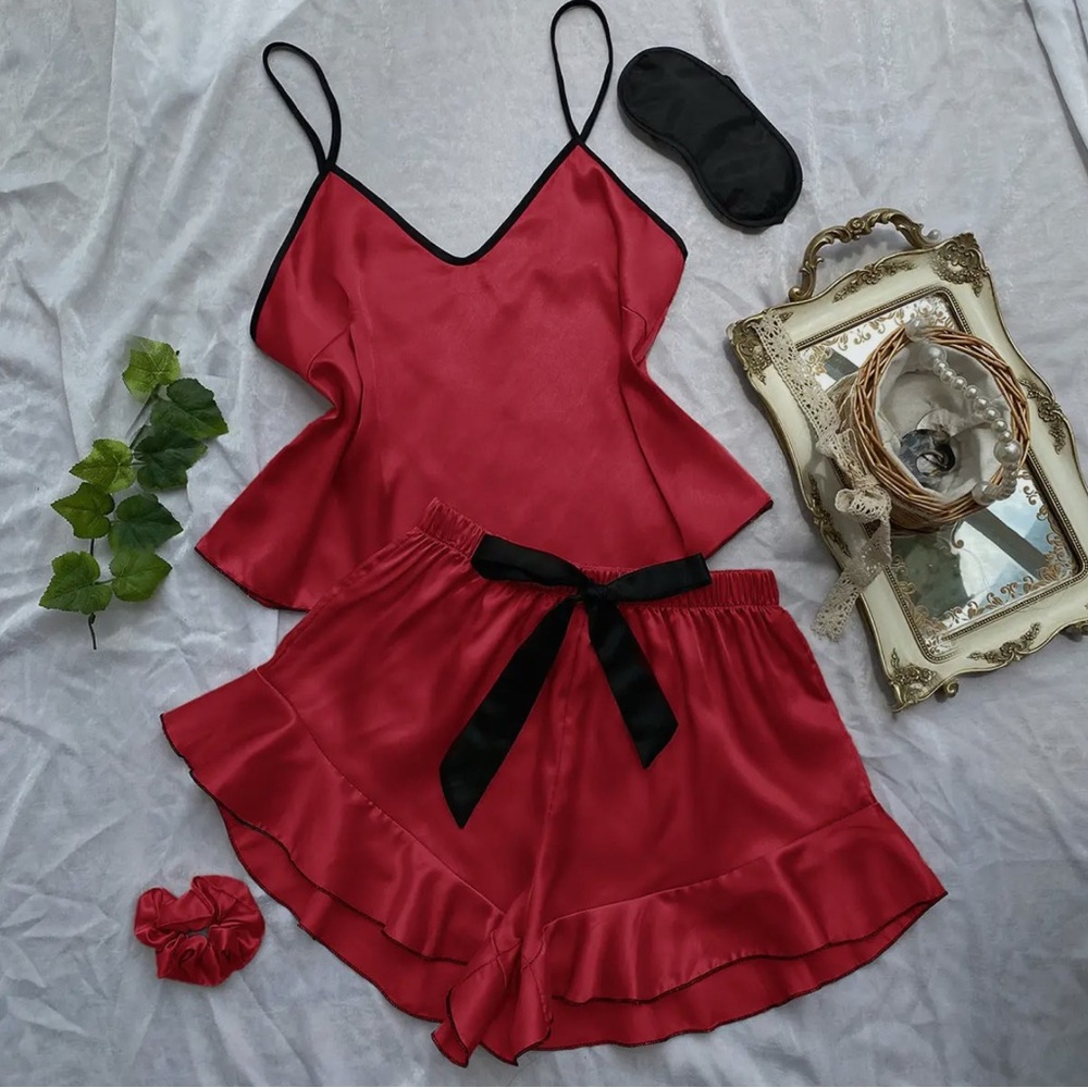 Elegant RED Satin Sleepwear Set